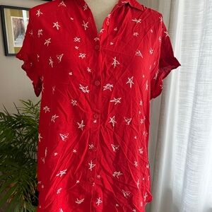 Beachlunchlounge red button up short-sleeve shirt XS